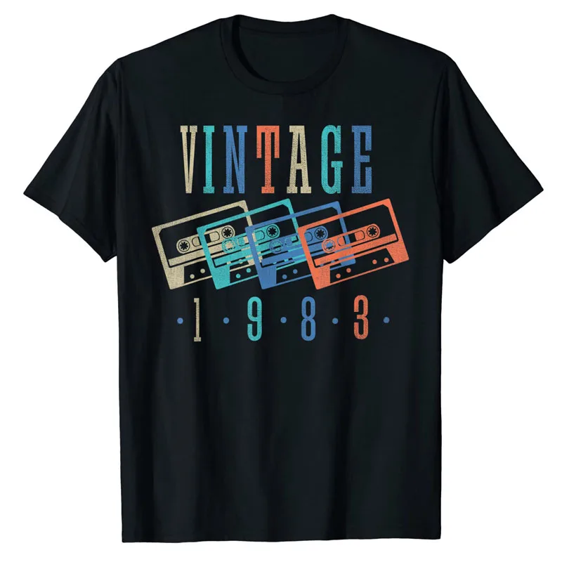 

Vintage 1983 Cassette Tape 1983 Birthday Gifts 40 Year Old T-Shirt 80s Classical Tee Tops Born 1983 Saying Quote Graphic Tee Top