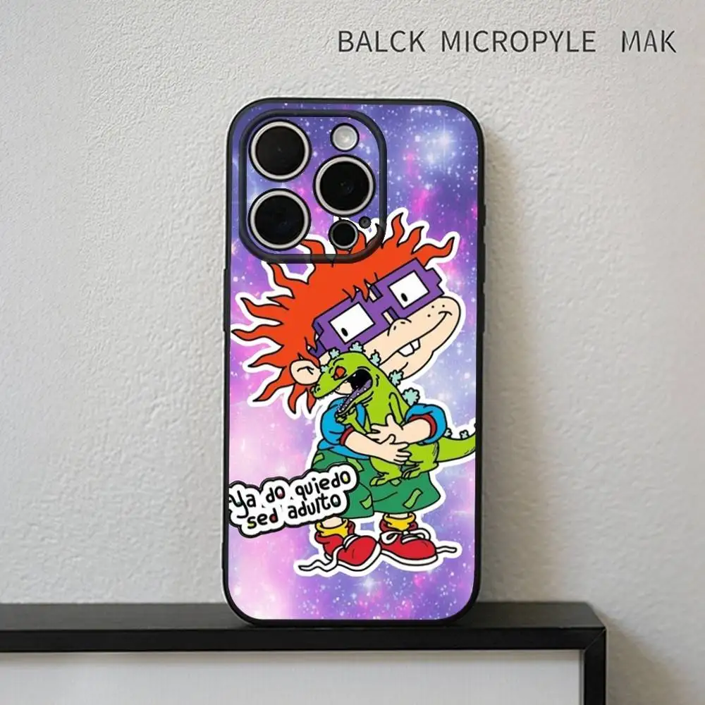 Grappige Cartoon R-Rugrats Telefoonhoesje voor iPhone17,16,15,14,13,12,11 Plus,Pro Max Zachte Zwarte Cover