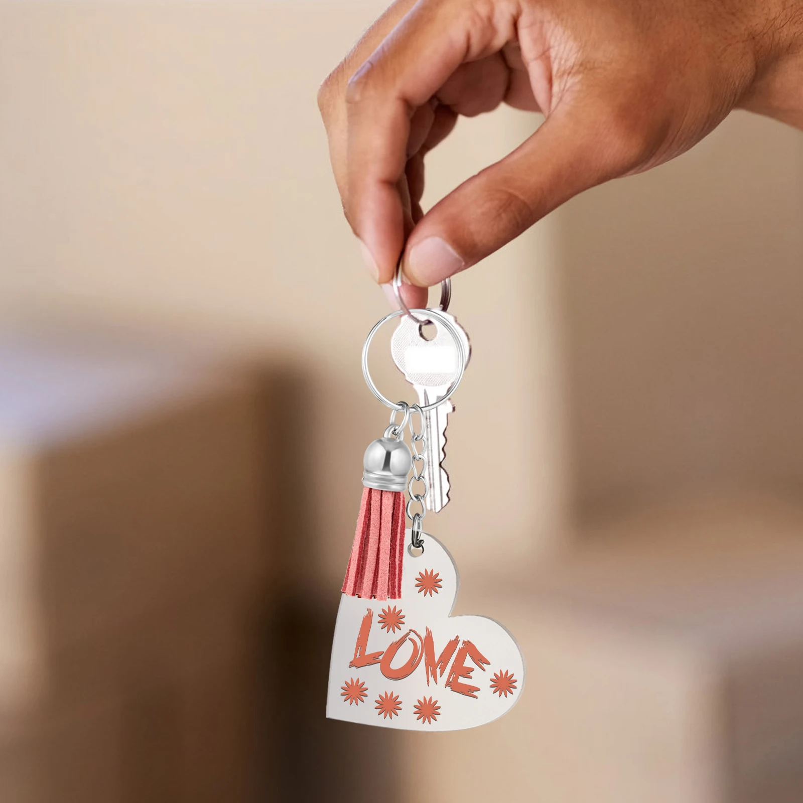 

1 set 1 Set Diy Keychain Blanks Accessories Clear Acrylic Heart Circle Keyrings Tassels Jump Rings Ribbons Craft Gift