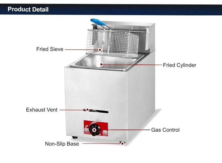Linkrich LR-GF5.5-1 مقلاة عميقة تجارية من الفولاذ المقاوم للصدأ سعة 6 لتر تعمل بالغاز لاستخدام المطاعم للفنادق والمحلات الغذائية للاستخدام المنزلي #5