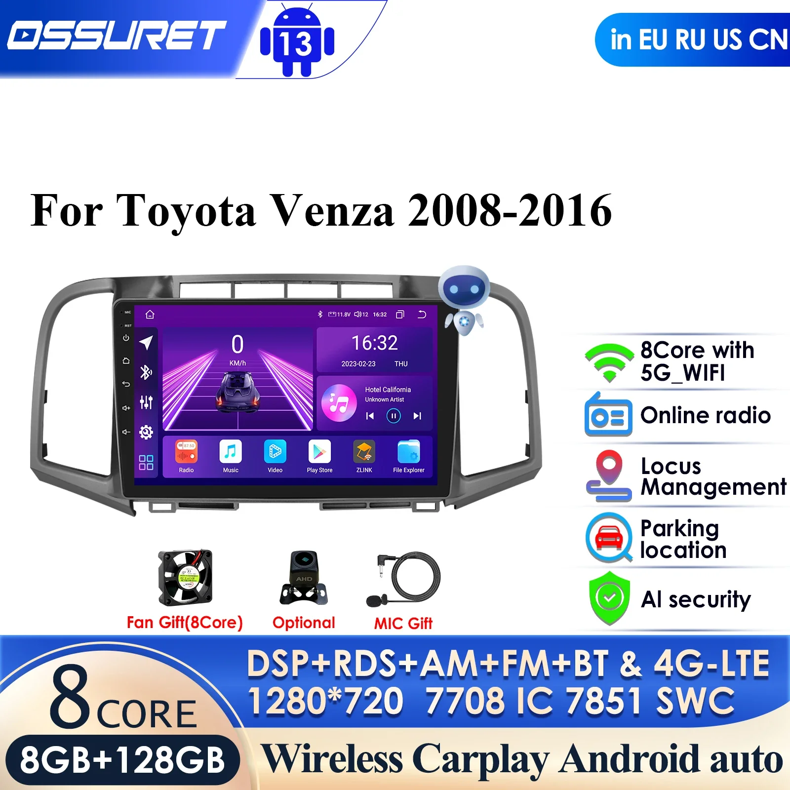 

DSP IPS 4G-LTE Android Auto Radio for Toyota Venza 2008-2016 Stereo Car Multimedia Video Player 2din Carplay GPS Head Unit Audio