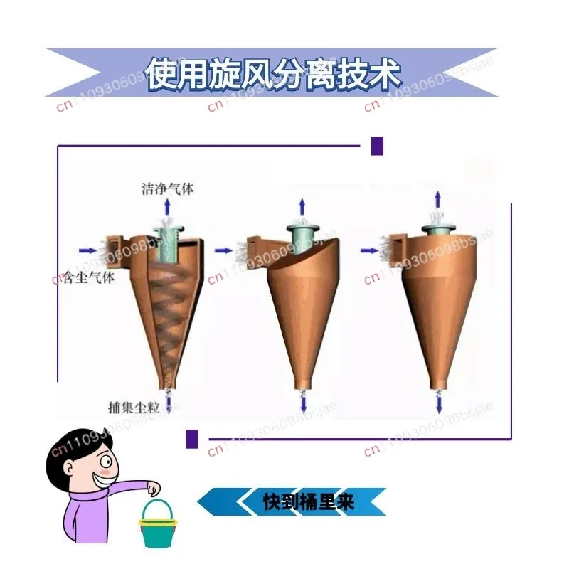 High Efficiency Cyclone Dust Collector with Collection Barrel for Woodworking Sawdust Chip Removal Workshop Air Filtration
