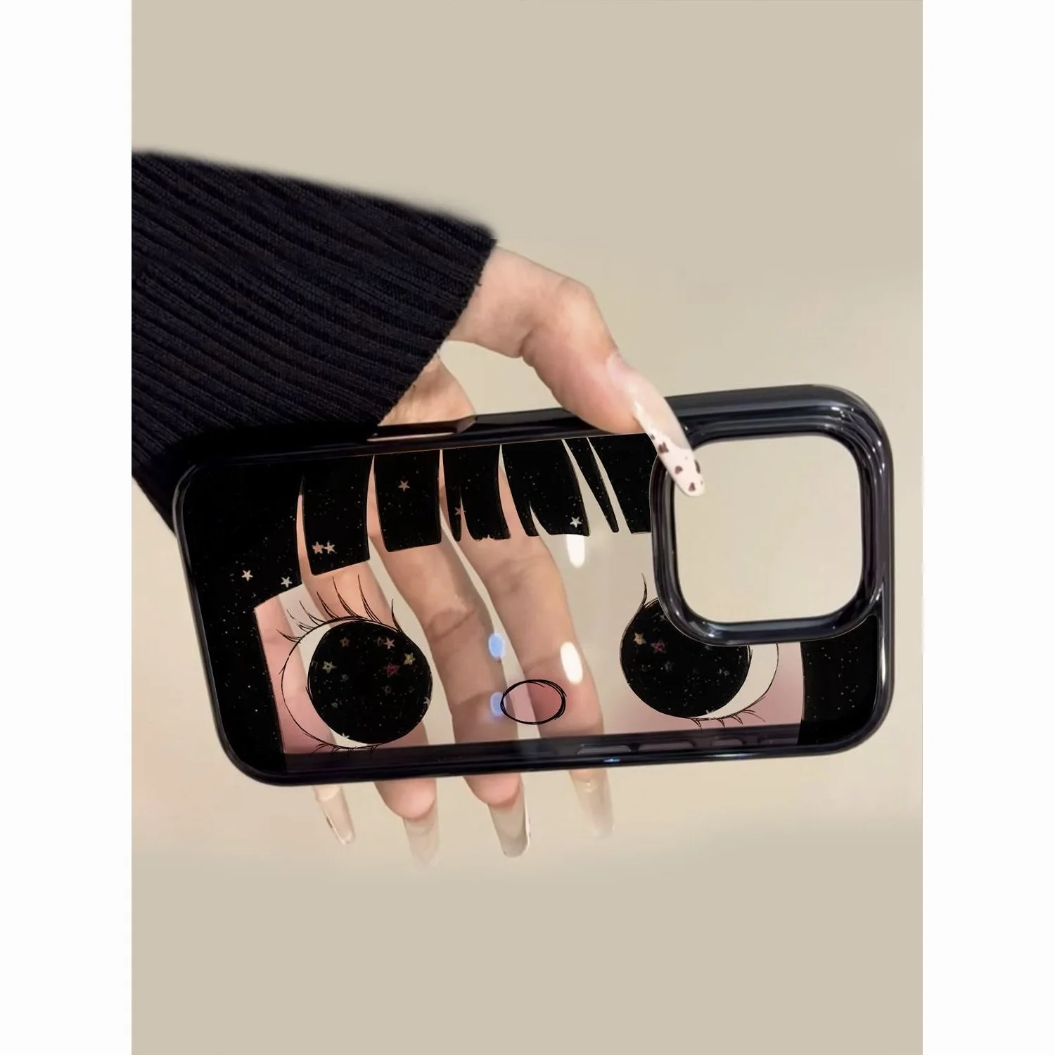 

Kawaii cartoon Cute Black Big Eyes Cool sweet phone Case Is Suitable for Iphone 16 15 13 12 11 14 Pro Max Plus XR Max Case﻿