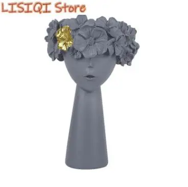 Imagem -03 - Resina Estátua Escultura para Decoração de Casa Maquiagem Brush Holder Desktop Storage Box Pen Holder Criativo Flor Vaso