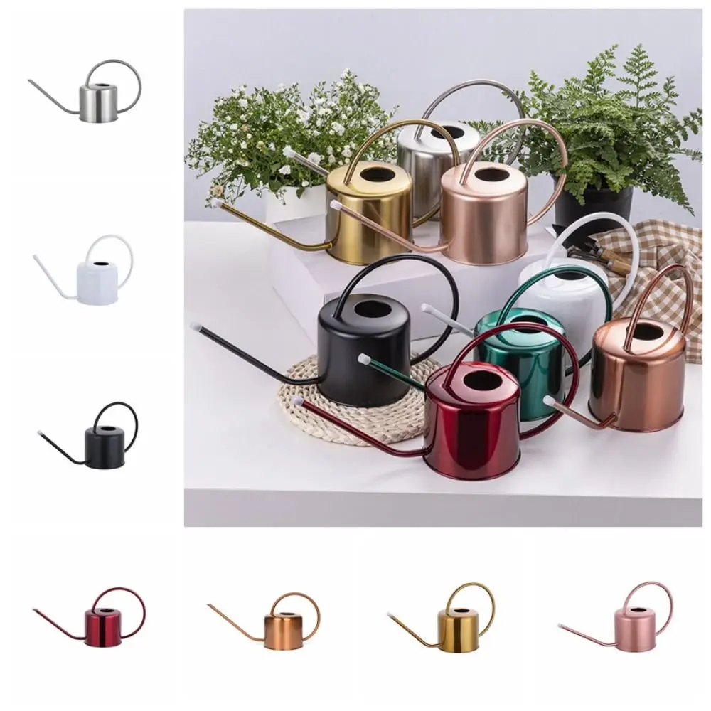 

Stainless Steel Watering Can Comfortable Rustproof Leakproof Watering Pot 1.3L Thickened Long Spout Watering Can Indoor