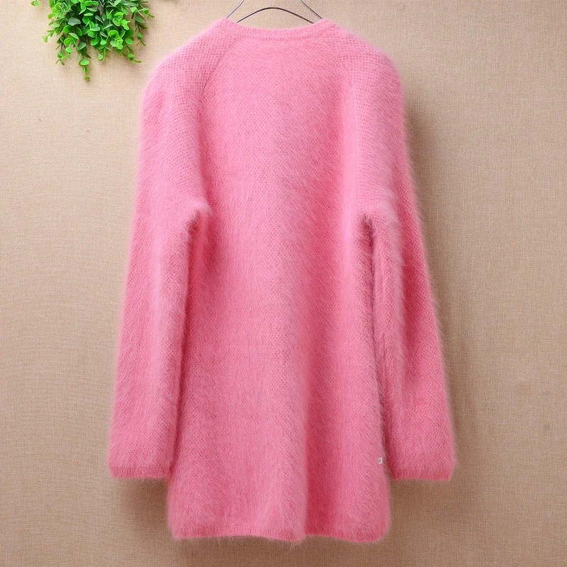 2020 Ladies women Knit Long Sleeve sweet Sweater pink coat Jacket mink cashmere fuzzy hair coat outwear winter jumper Cardigan