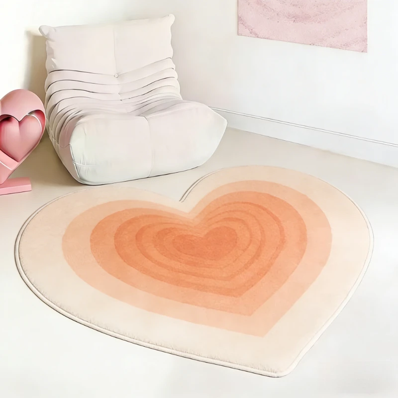 Heart Shape Living Room Decoration Carpet Thick Plush Lounge Floor Mat Fluffy Soft Cloakroom Rug Gradient Color Rugs for Bedroom
