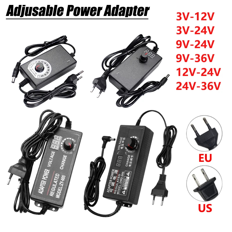Power Supply Adjustable 3V 5V 9V 12V 24V 36V Power Supply Adapter Transformer AC 220V 110V TO DC 3V 12V 24V For LED Strip Light