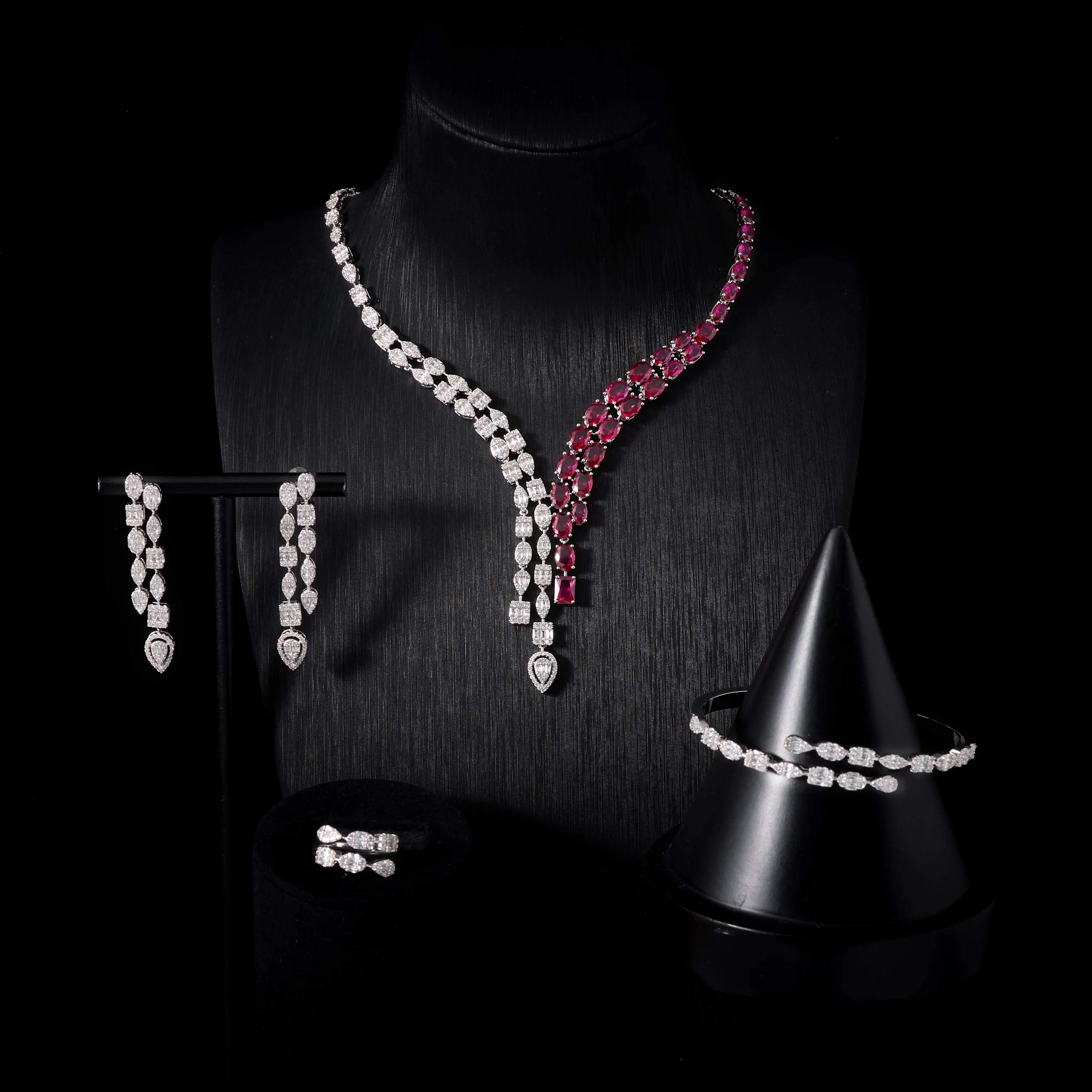 

IN JEWELIFE 250311 Women Necklace Sets Cubic Zirconia Bridal Jewelry DuBai Saudi Wedding Engagement Party Festival Jewel Accesso