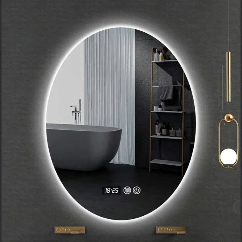 

Modern Smart Oval Bath Home Anti-fog Bathroom Minimalist Wall Hanging Makeup Mirrors with Light Touch Screen