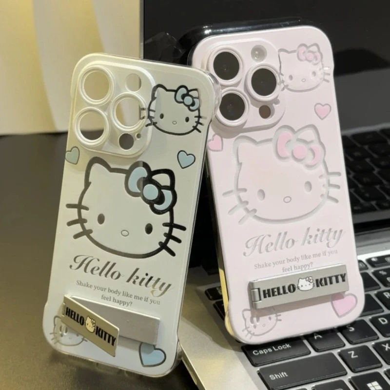 

Cute Blue Heart Bow Hello Kitty Phone Case for iPhone 16 Pro Max iPhone 15 Pro 14 13 12 11 Cartoon Phone Cover