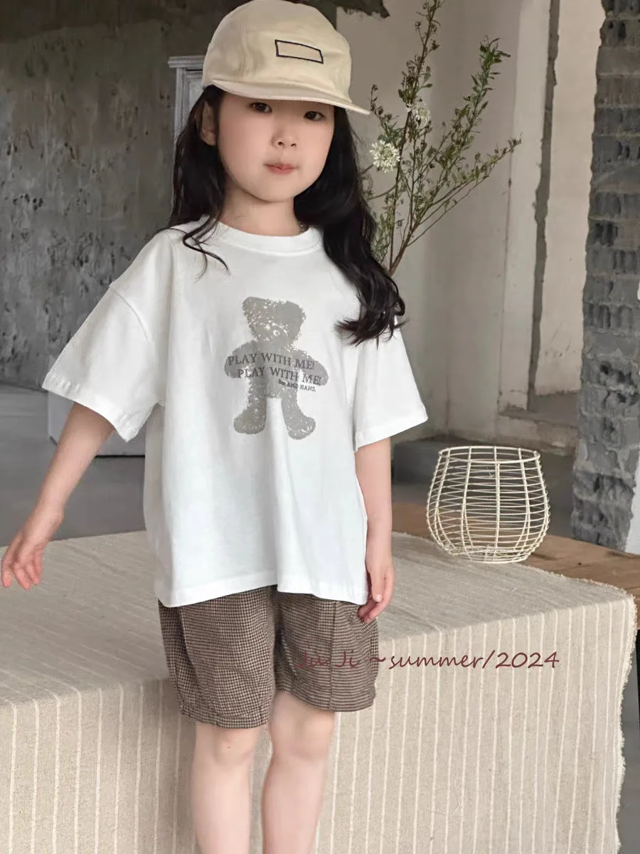 2025 Summer New Baby Boy Girl Short Sleeve T Shirts Cotton Breathable Infant Cartoon Print Tees Toddler Casual Versatile Tops