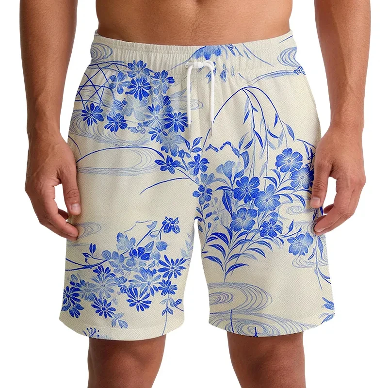 

2026 Summer Fashion New Men's Limited Edition Japanese Flower 3D Printed Sports Shorts Casual Street Wear Loose Shorts Large