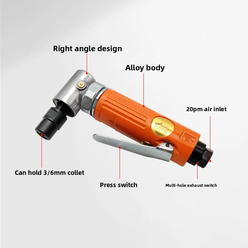 Suruima Pneumatic Elbow Angle Grinder 90 Degree Grinding Machine ° Air grinding and engraving machine with small angled grinding head