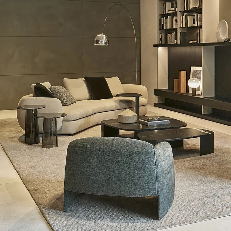 Italian minimalist corner  designer side table living room acrylic transparent glass coffee table size round table