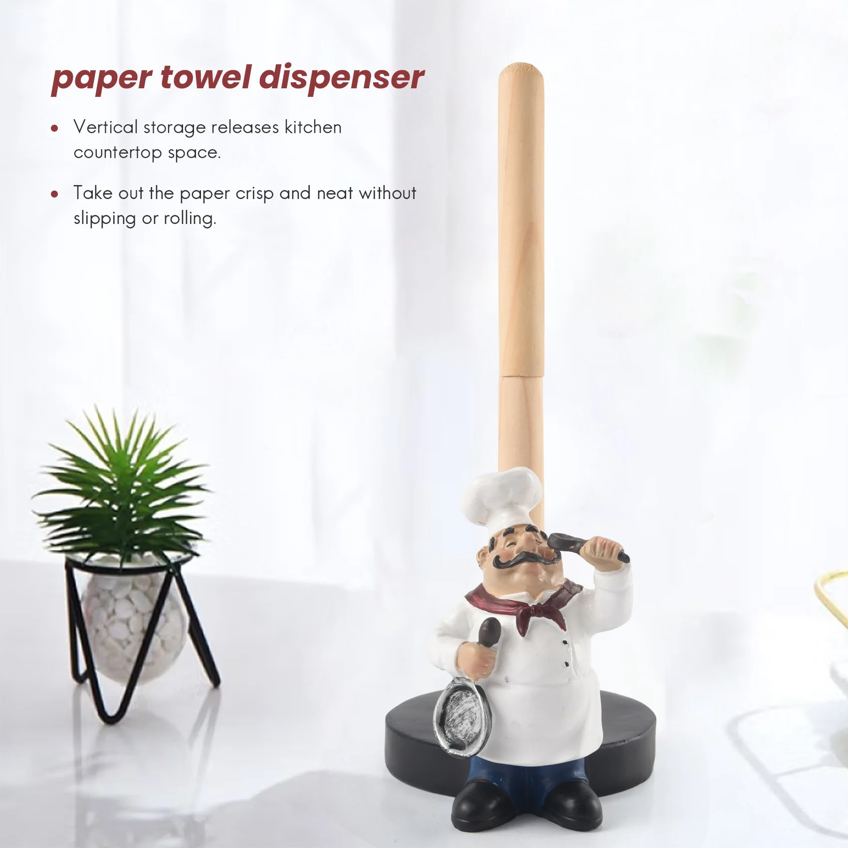 AC88-Resin Chef Double-Layer Paper Towel Holder Figurines Creative Home Cake Shop Restaurant Crafts Decoration Ornament