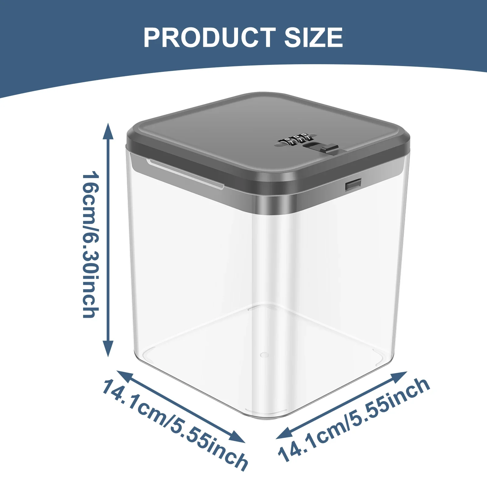 Transparent Lock Box with Password Lockable Storage Box for Phone Gaming Device Food Snack Refrigerator Personal Items Safe box