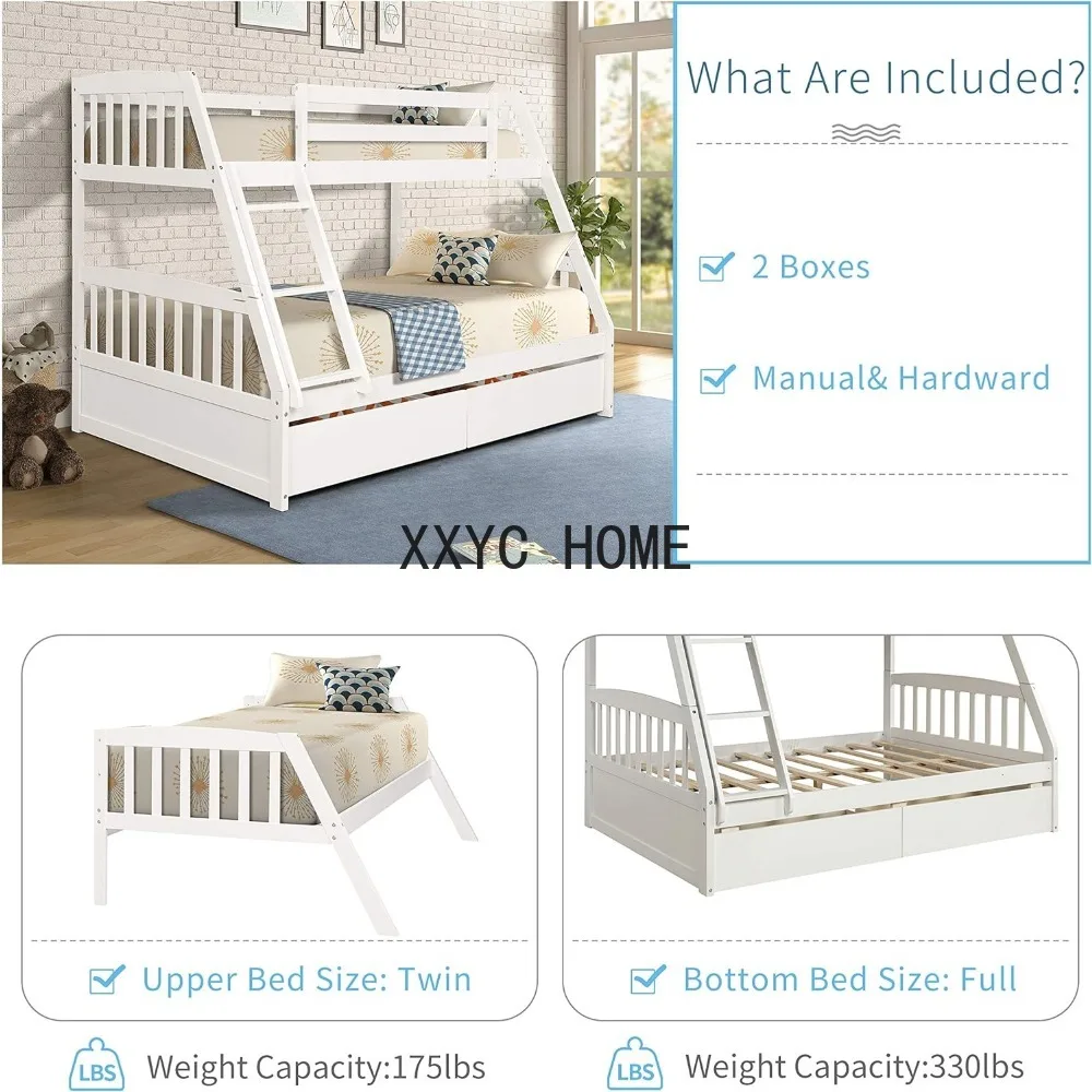 Kinderbedframe, Converteerbaar Tot 2 Gescheiden Bedden, Kinderbedframe