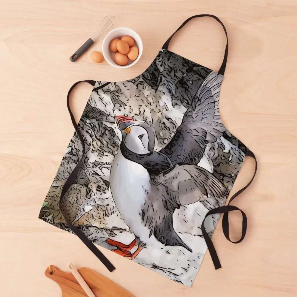 

Flappy Puffin Apron Custom work ladies Kitchen And Home Items Woman Work Apron