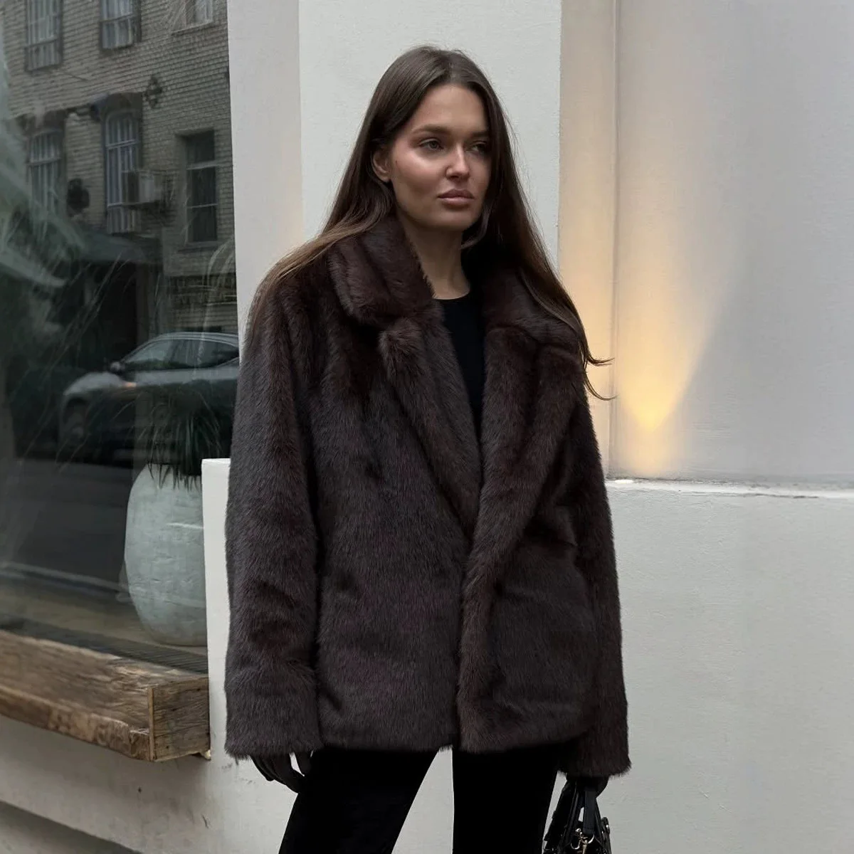 Winter Brown Imitation Mink Fur Coat New Women's Fur Top Environmentally Friendly Artificial Fur Coat
