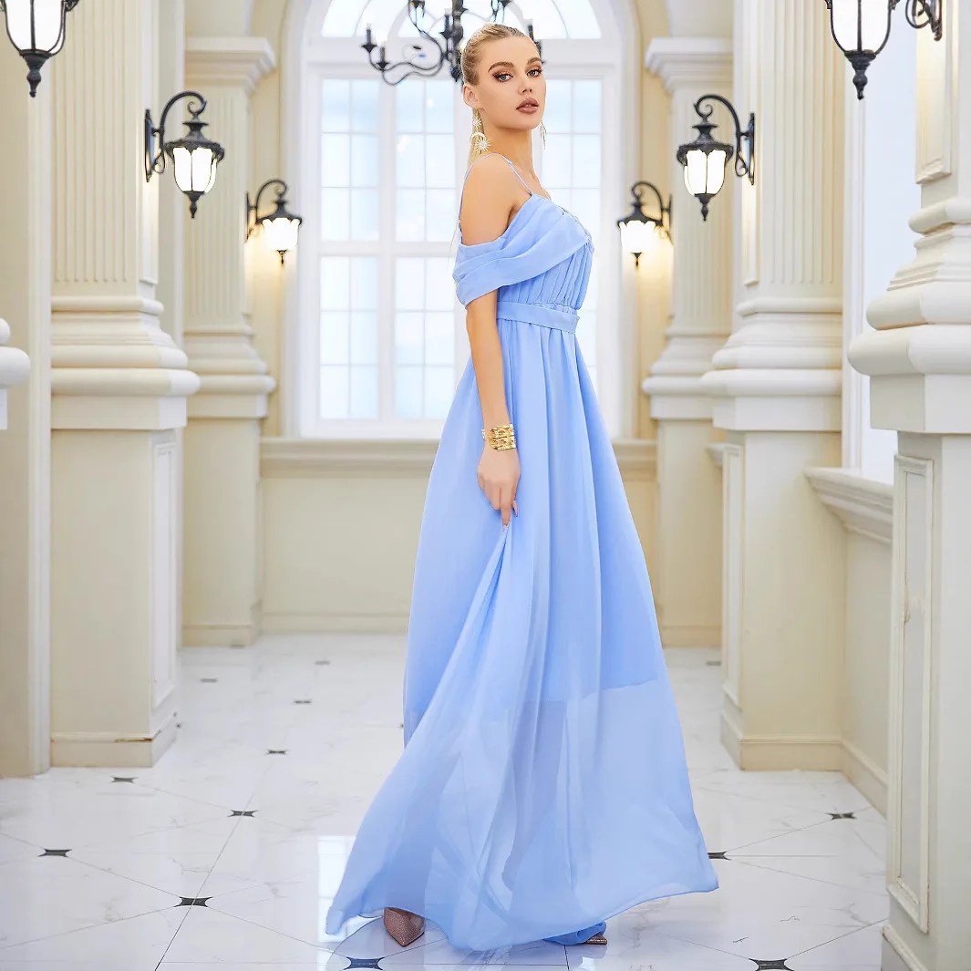 Dance Dress, Long Skirt, Elegant and Long Banquet Evening Gown Designer Satin Women's 2025 Summer Dress Robe Vestido Women Party