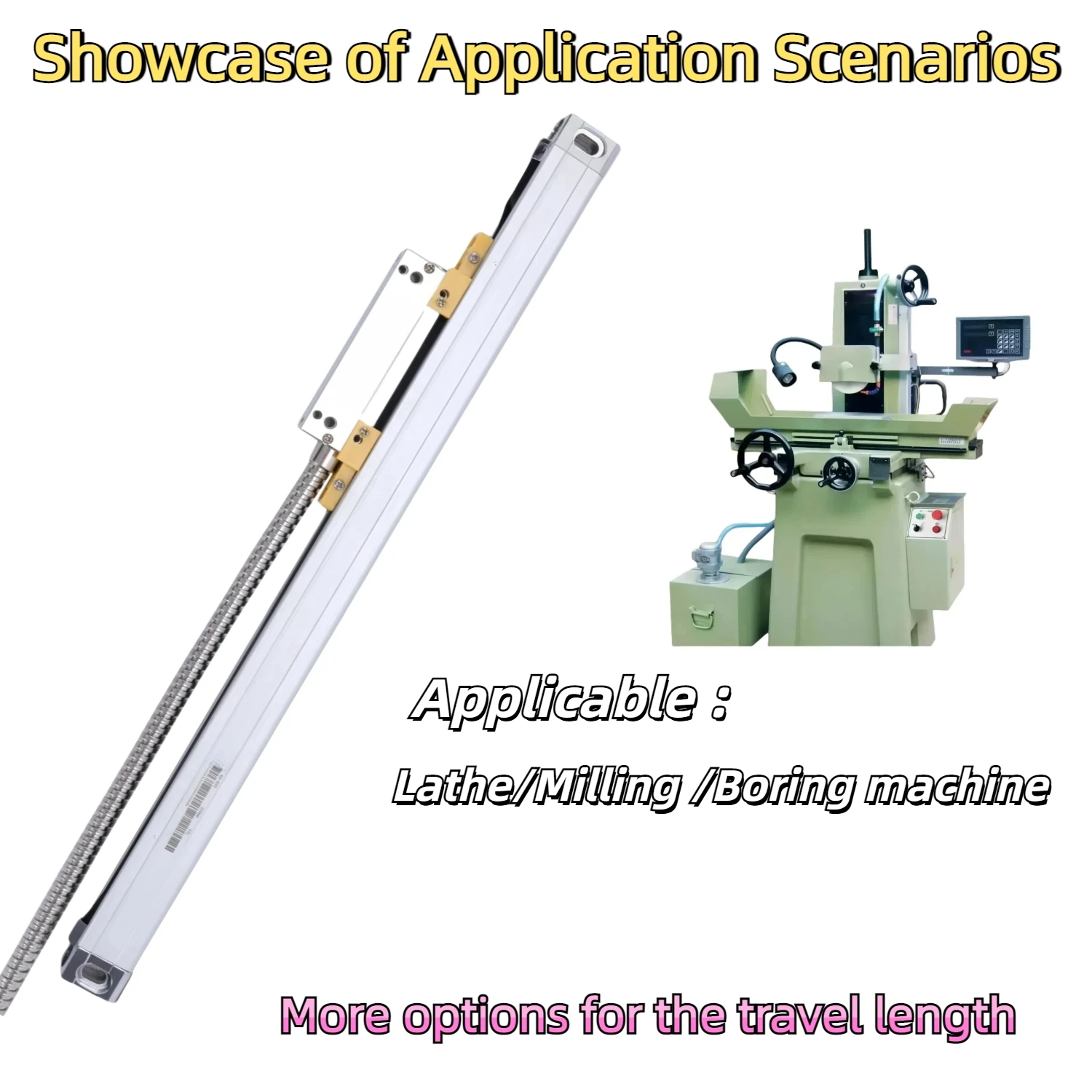 KA500【5um】 70 120 170 220 270 320 370 420mm スリムDROリニアスケール 18x20mm 薄型小型旋盤リニアエンコーダー格子定規センサー