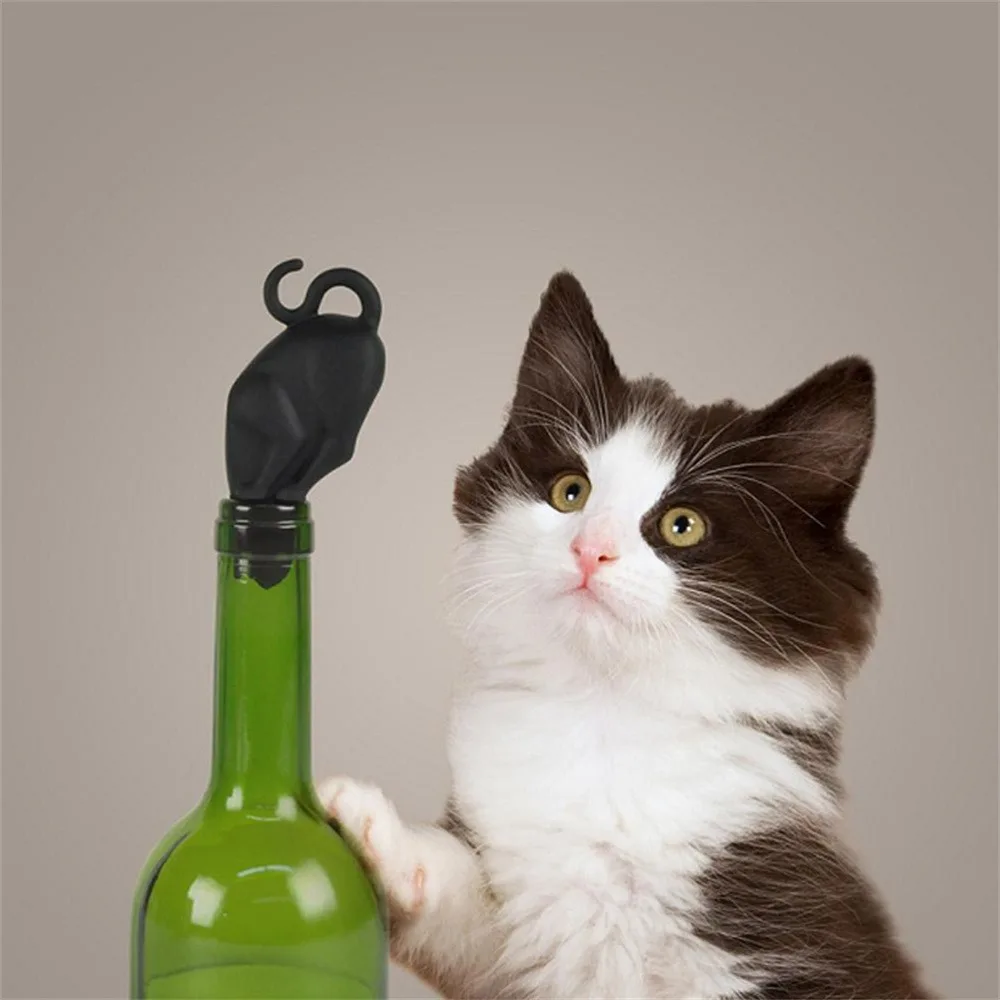 

Silicone Wine Bottle Stopper Reusable Sealing Plug Keep Fresh Silicone Plug Cat Shaped Bottle Stopper Kitchen Bar Accessories