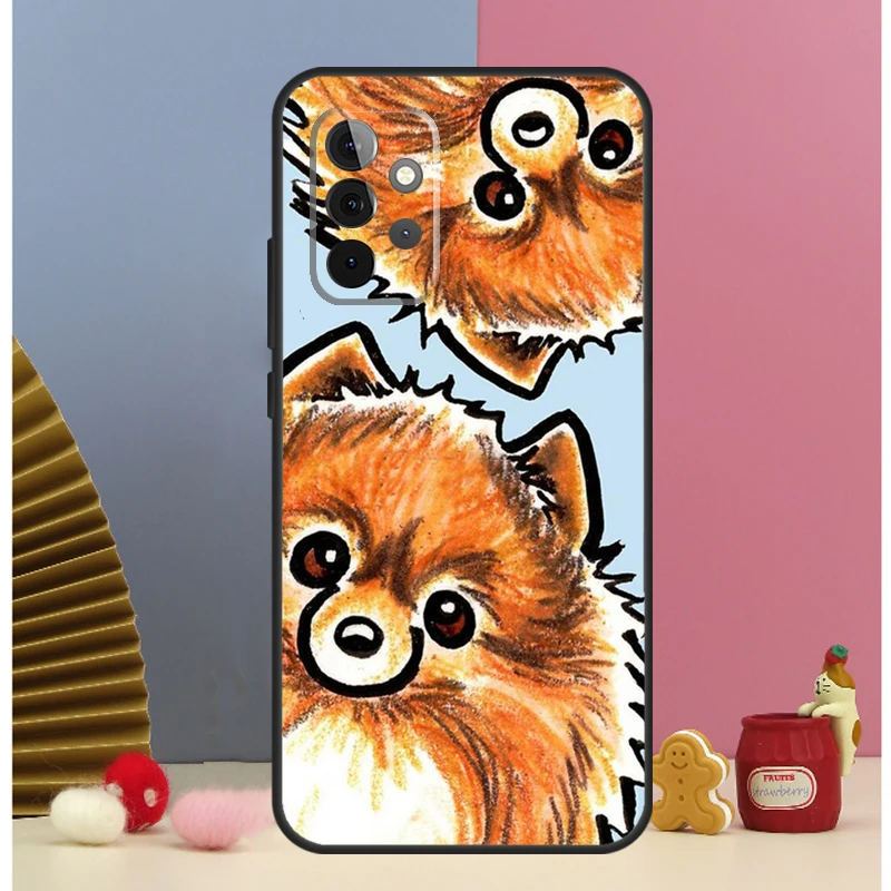 Funda de perro de acuarela Pomerania para Samsung Galaxy A52, A72, A13, A33, A53, A14, A24, A34, A54, A15, A25, A51, A71, A12, A32