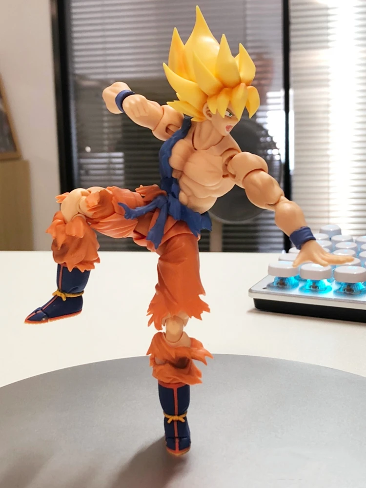 Originele Bandai Shf Anime Dragon Ball Pvc Actiefiguur-Super Saiyan Son Goku Krijger Ontwaken Ver Figuur Verzamelen Kids Cadeau