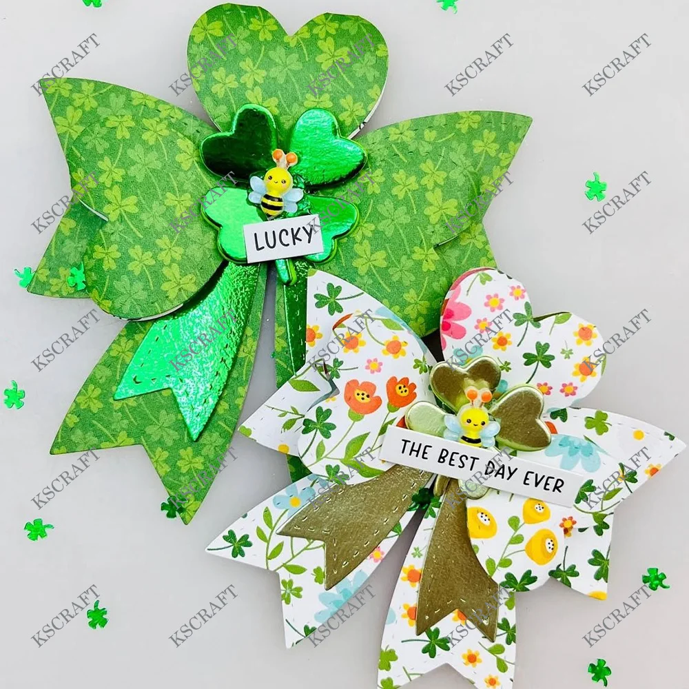 KSCRAFT Shamrock Bows Cutting Dies Stencils for DIY Scrapbooking Decorative Embossing DIY Paper Cards