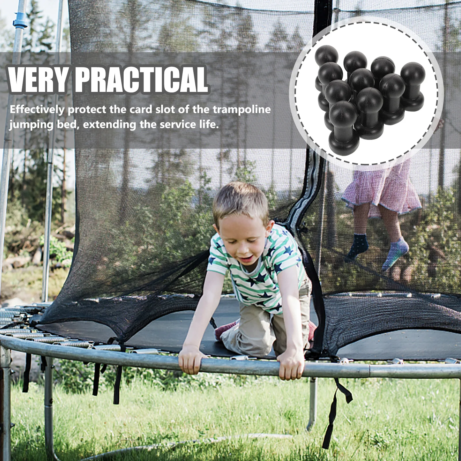 

10 Pcs Spherical Protective Top Hat Trampoline Rod Caps 25mm Black Heavy Duty Plastic Parts Replacement Accessories