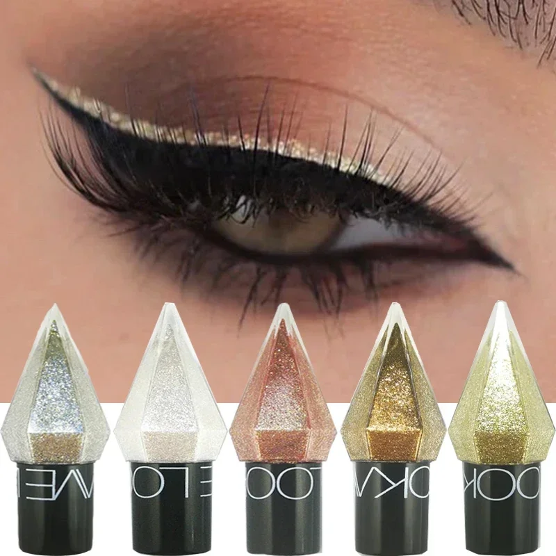 Delineadores de ojos brillantes de diamante, sombra de ojos impermeable, Color plateado, rosa y dorado, lentejuelas brillantes, delineador de ojos, maquillaje, Cosméticos de belleza