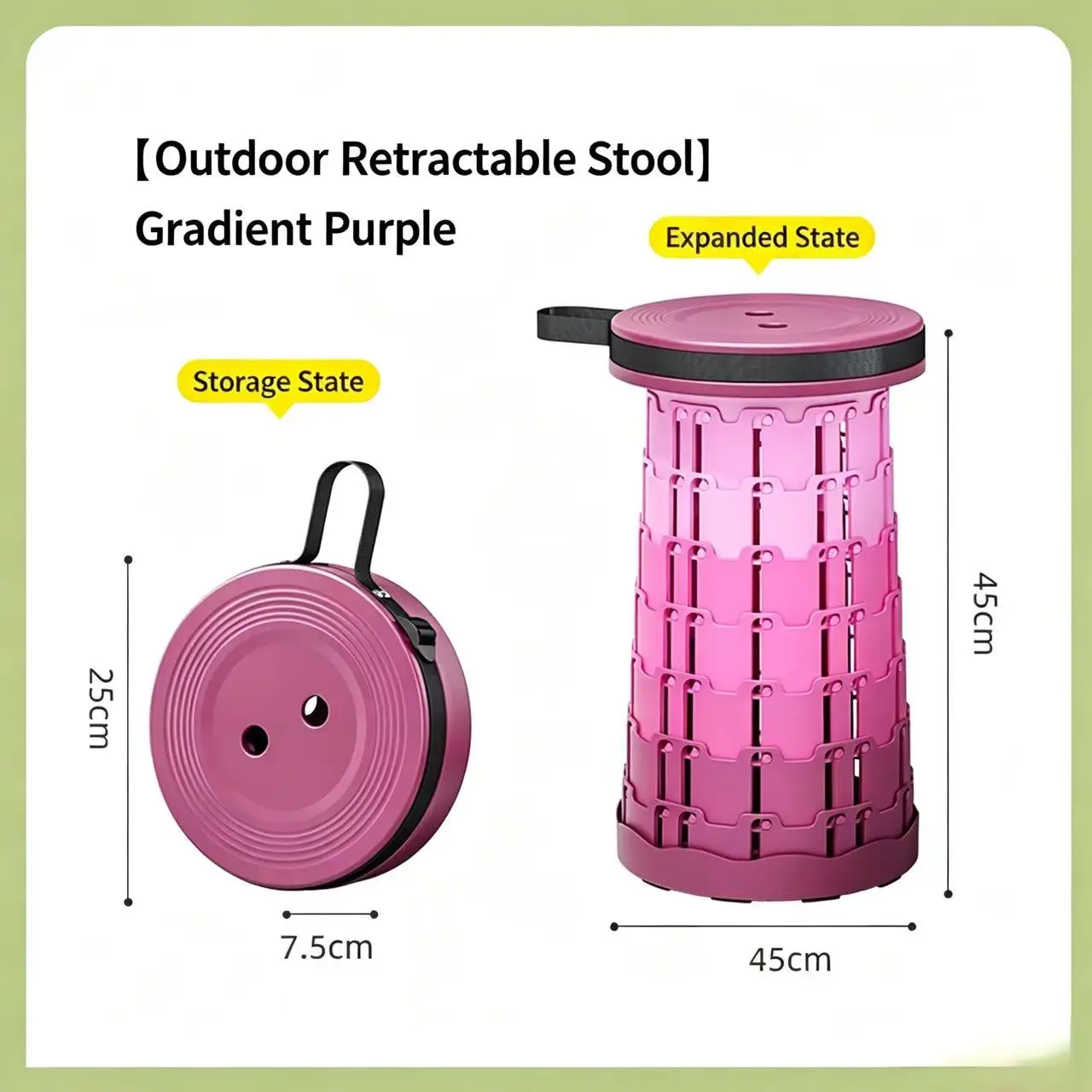 Mini Rainbow Mountain Outdoor Camping Supplies Sturdy Portable Telescopic Stool Multifunctional Plastic Folding Chair view 4
