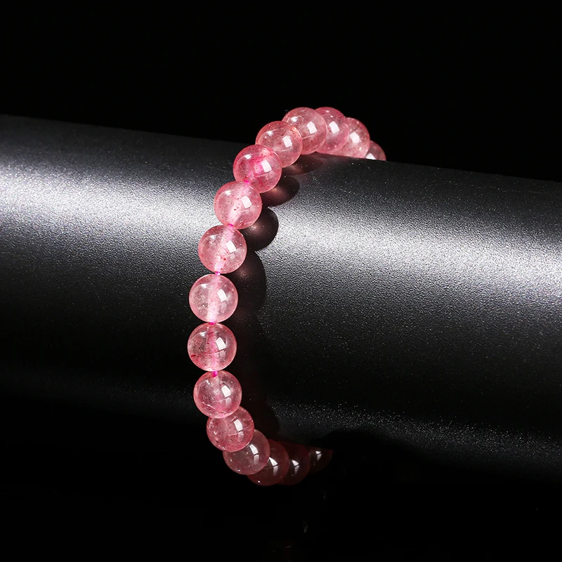 JD 5A Natural Brazil Strawberry Crystal Quartz Bead Bracelet Women Charm Purify the Soul Jewelry Reiki Healing Pulsera Yoga Gift