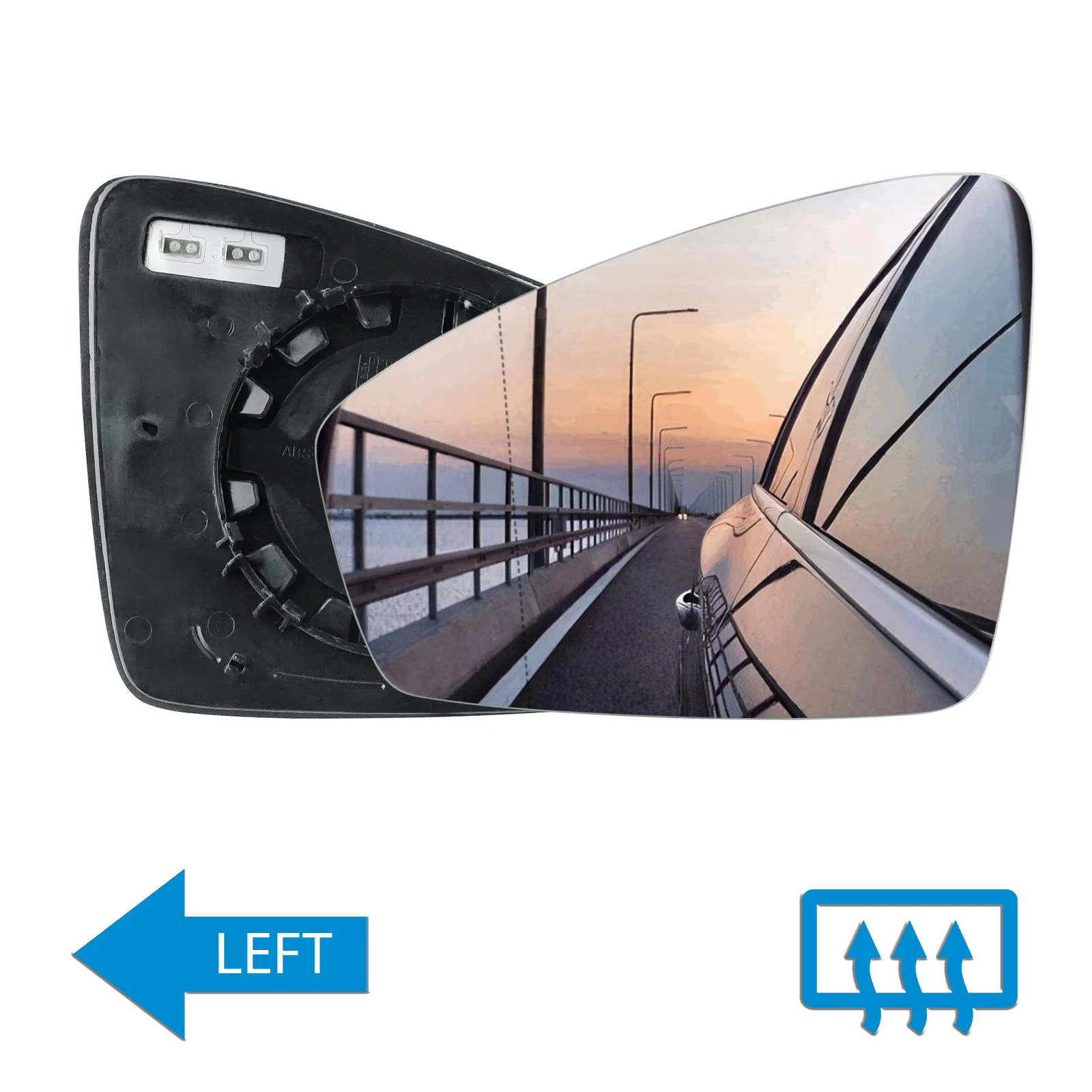 

For VW Tiguan MK2 16-23 Left Passenger Side Wing Door Mirror Glass Heated Convex