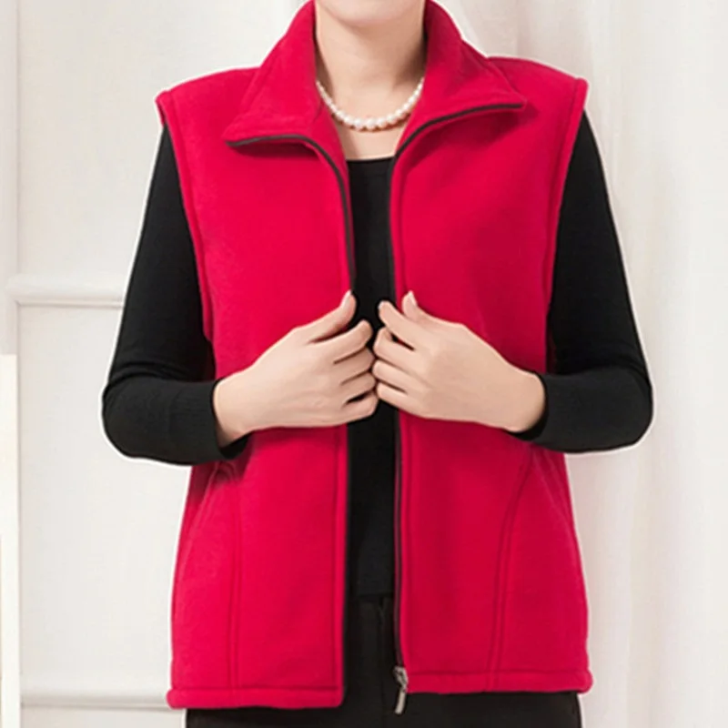 Polar Fleece Coat For Women\'s Vest Autumn Sleeveless Vests For Women Jacket Fashion Zipper Casual Waistcoat Female