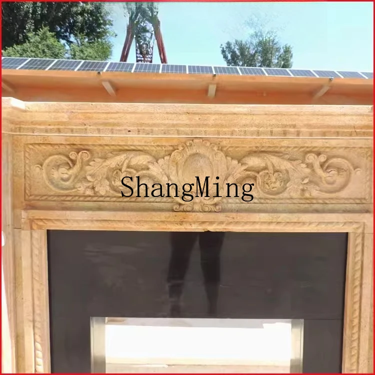 

CL Marble Fireplace Mantel Carved Living Room Ornament Decorative Cabinet Natural White Marble Stone Fireplace