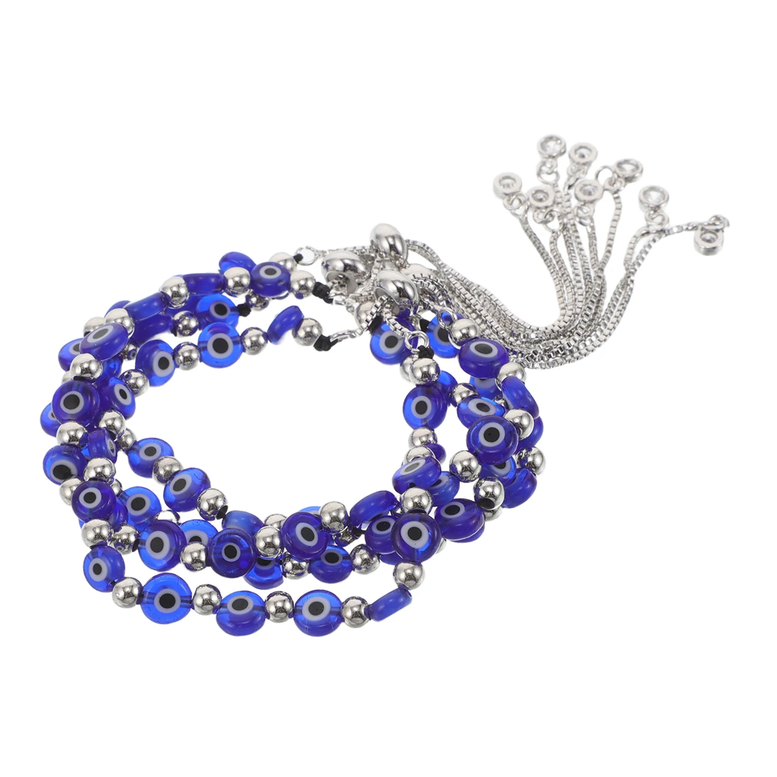 

4Pcs Evil Eye Beaded Bracelets Adjustable String Bracelets for Women Protective Luck Jewelry Hand Chains Charm Set