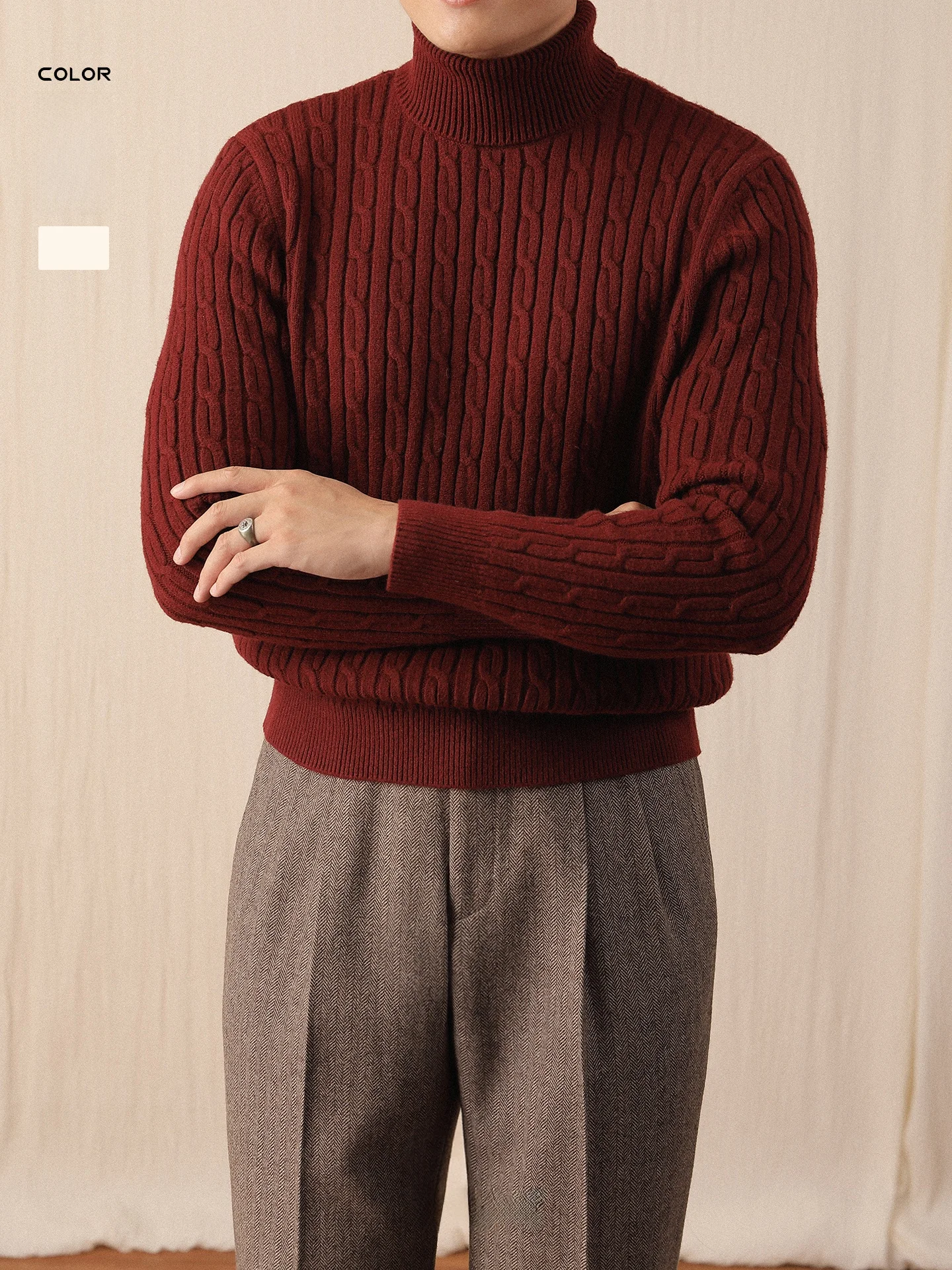 

Warm High Ne Knitted Sweater Men's Slim Fit Busin Sle Winter Faion Pure Color Crew Ne Knitwear Casual Wear