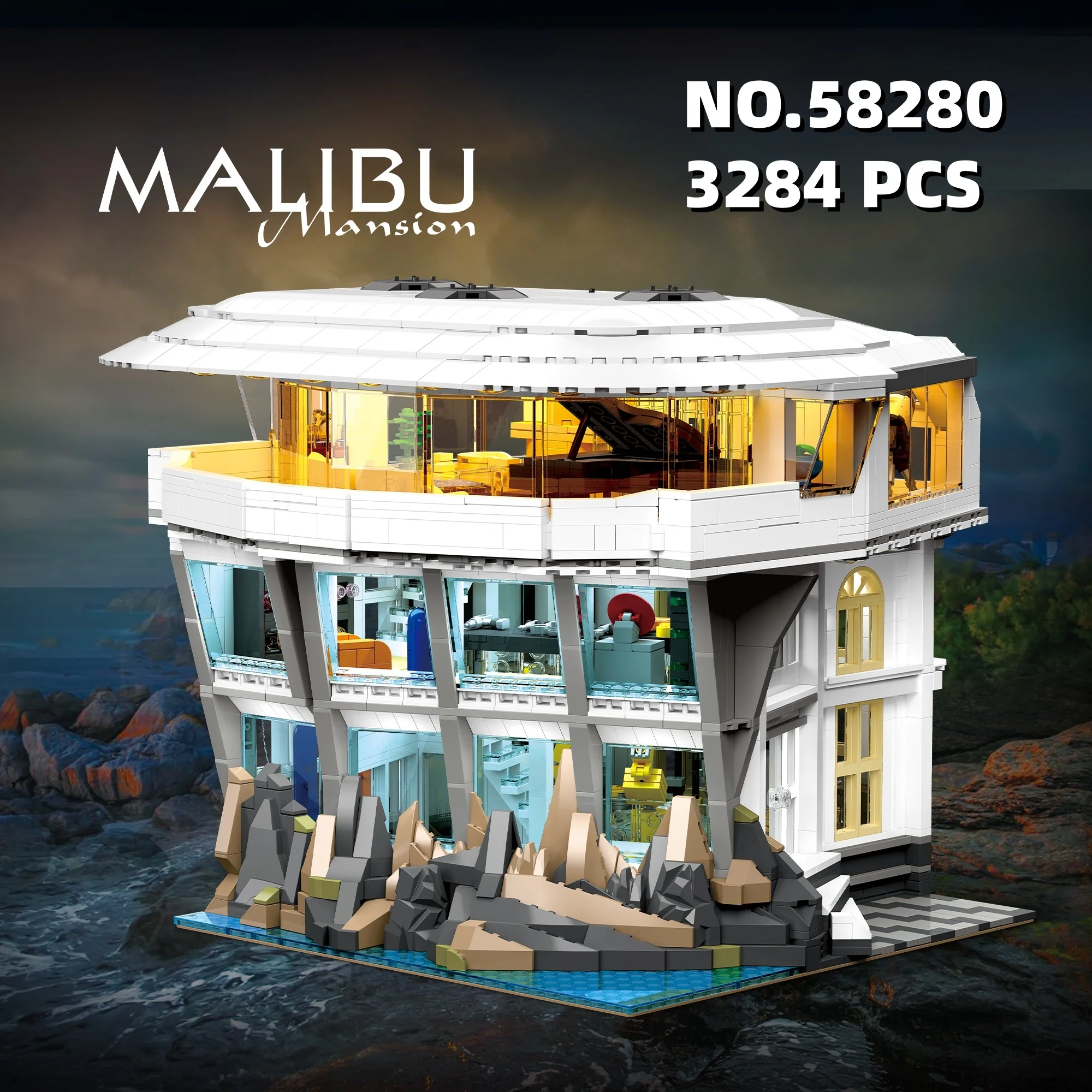 

3284pcs Malibu Villa Building Model NO.58280 Kit Assembly Blocks Architectural Replica Educational Toy for Adults And Kids