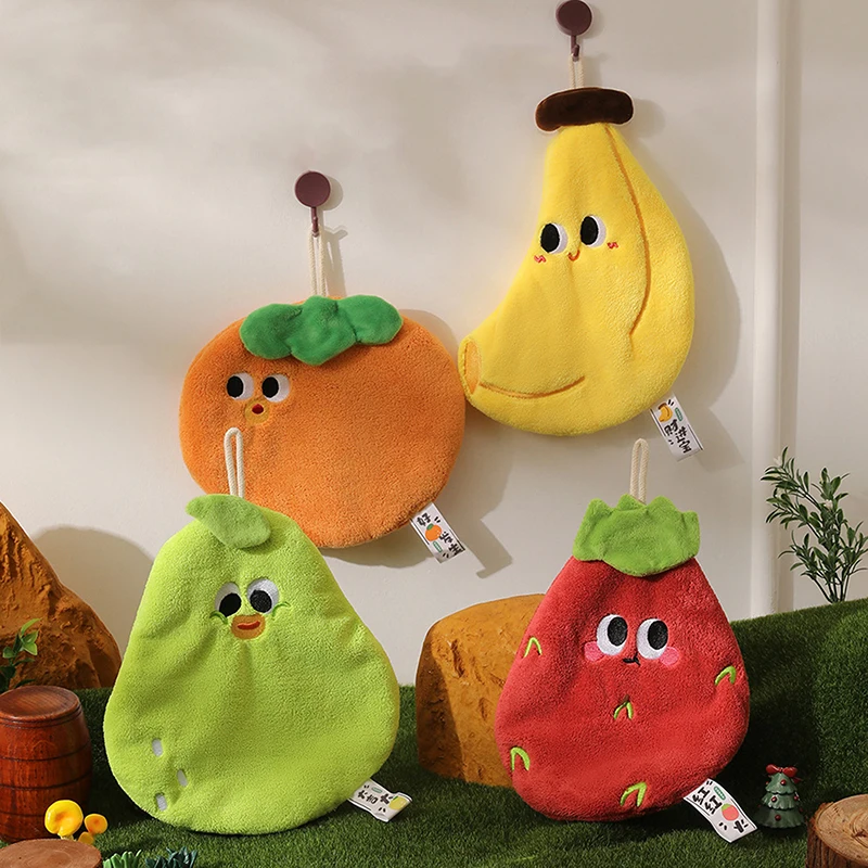 Asciugamano da cartone animato Asciugamani da cucina con frutta carina Asciugamano da appendere assorbente Panno per la pulizia della cucina Asciugamano ad asciugatura rapida per il bagno