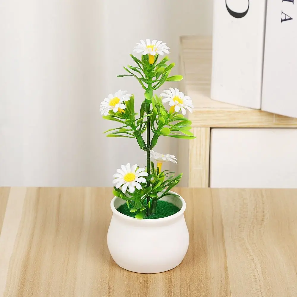 New 5 Colors Artificial Potted Plant 7*15cm Plastic Bonsai Flowers Pot Seven Star Sun Little Daisy