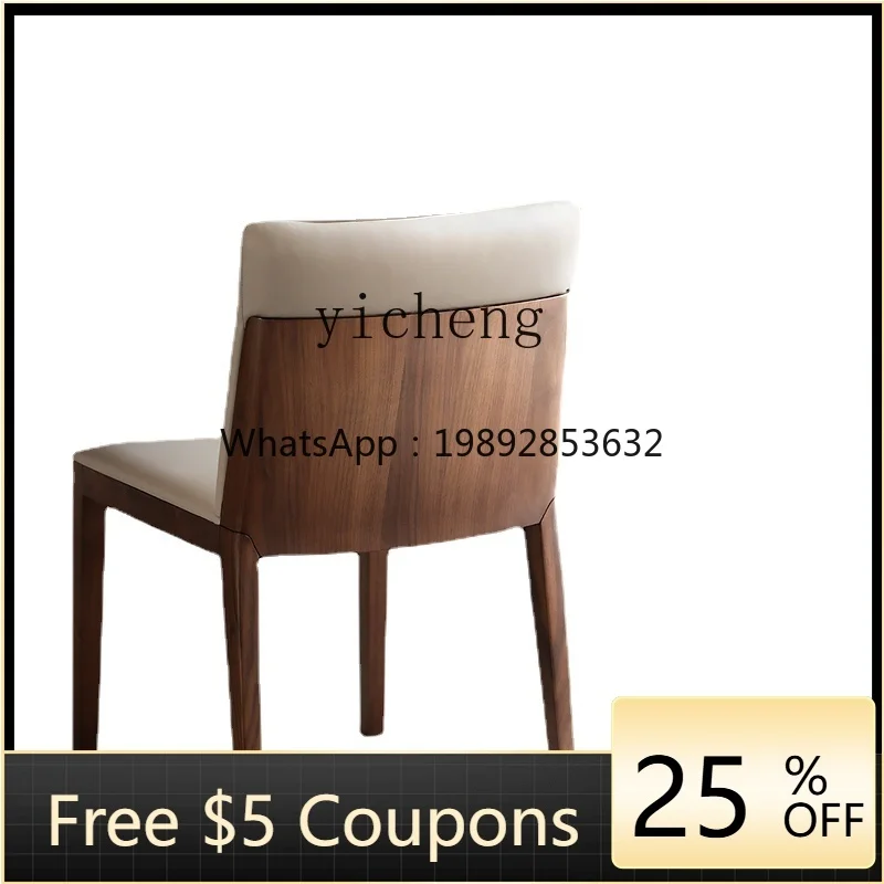 

Zk Simple/Black Walnut Genuine Leather Seat Dining Chair Artistic Style