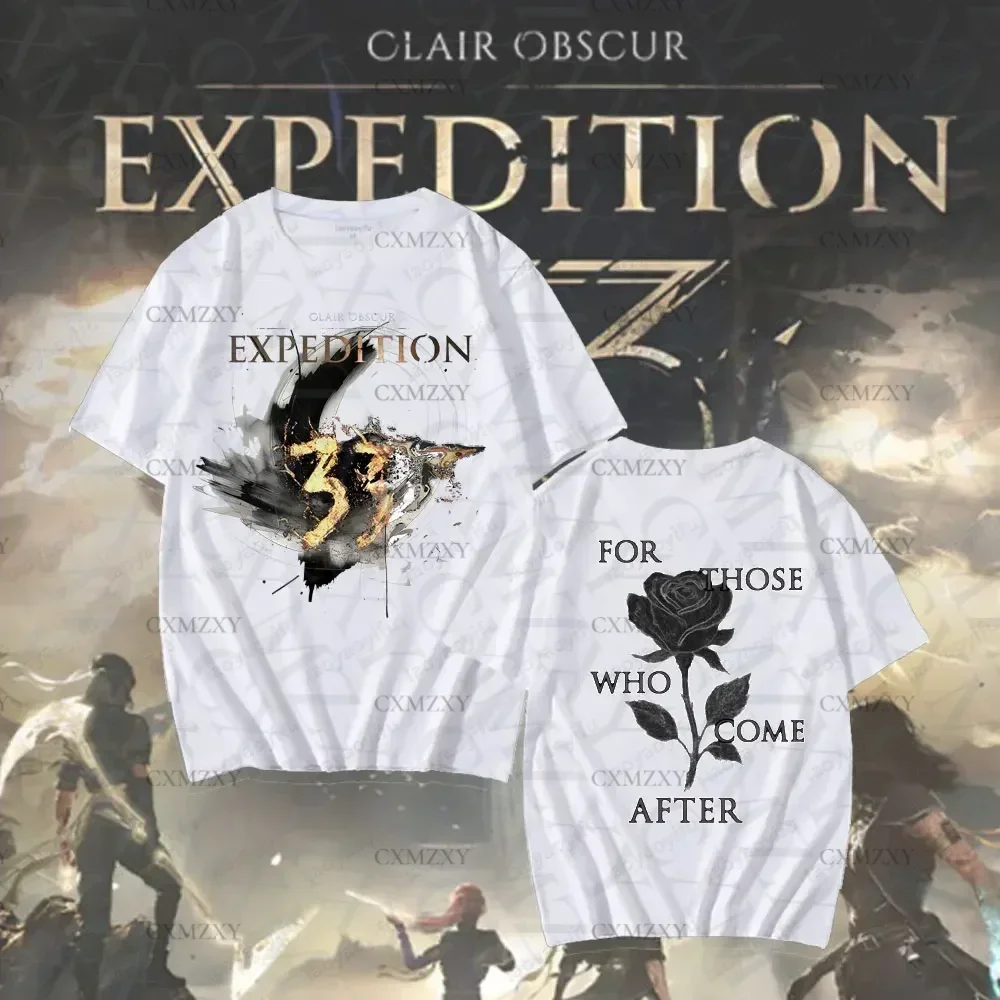 

Clair Obscure Expedition 33 Theme Series Double Sided Printing Tshirt Adventure Fantasy Game Enthusiast Men Women Casual Tee Top