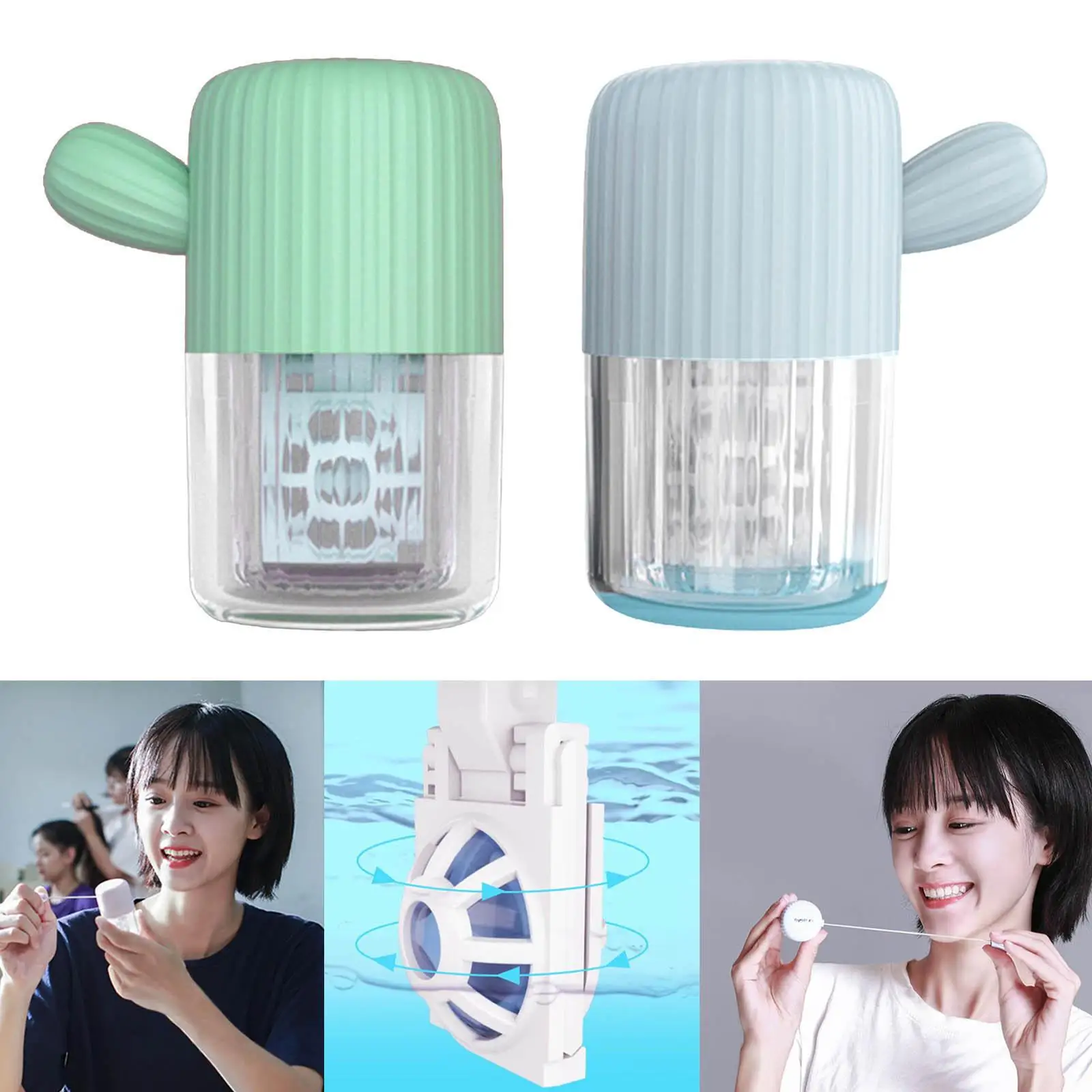 Lavadora portátil para limpeza de lentes de contato, caixa de imersão manual de plástico para viagens