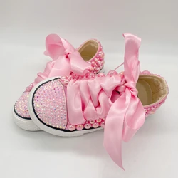 Dollbling Pink Pirncess Pearly Toddler Shoes Dream Flower Girl Wedding Shoes Hot Air Balloon Tutu Outfit Shoes