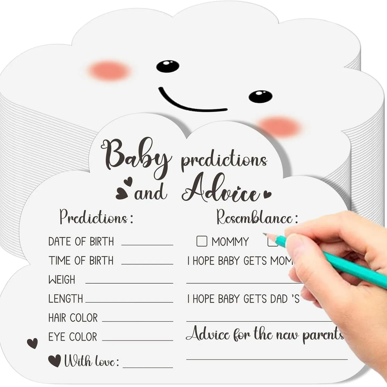 20 ورقة الجنس تكشف موضوع بطاقة التصويت قوس قزح سحابة التنبؤات المشورة بطاقة الألعاب لاستحمام الطفل حفلة عيد ميلاد الديكور #1