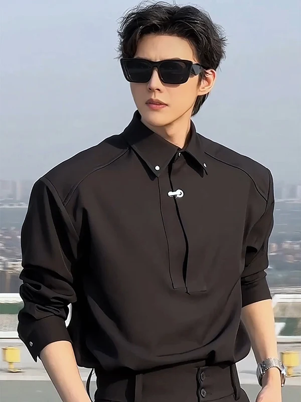 

Ele Loose Fit Bla irt for Men Casual Wide Leg Suit Pants Sli Design Unique Pattern Youthful Trend Summer Faion