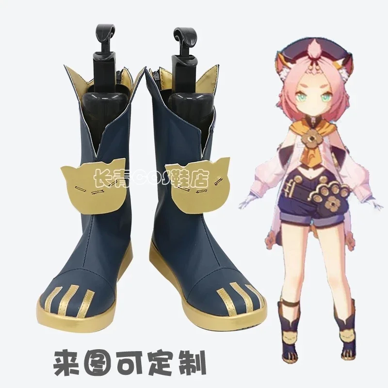 Disfraz de Cosplay de Genshin Impact Diona para mujer, traje de Anime, uniformes de vestido, pelucas cortas rosas, zapatos, botas para Halloween, 32cm
