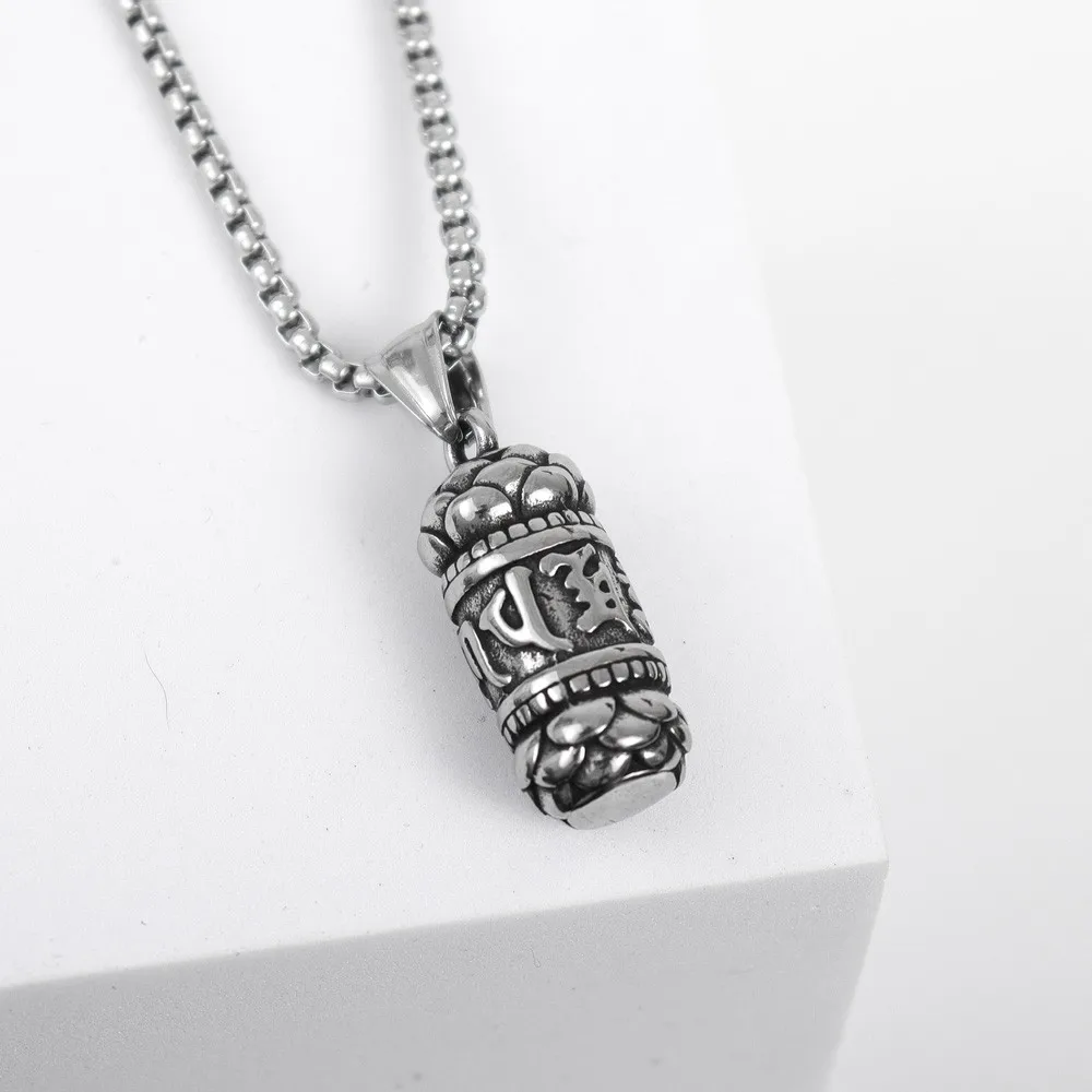 Vintage Buddhist Six Character Truth Pendant Charm Men's Necklace Christmas Gift Valentine's Day Gift Protector Jewelry Accessor